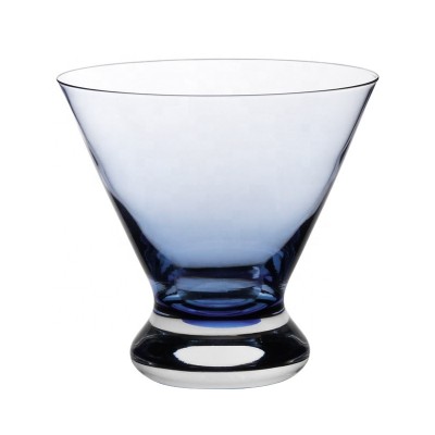 Crystal blue and black Handmade Wholesale Bar Stemless Cocktail Martini Glass