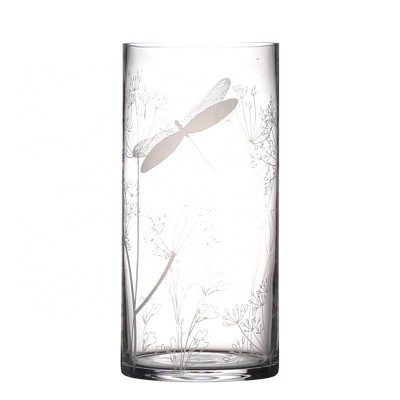 2020 Handmade Custom Logo Design Unique Tall Cylinder Clear Flower Glass Vase