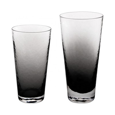 Mouth blown overlay crystal glass black drinking water glass with hammer design