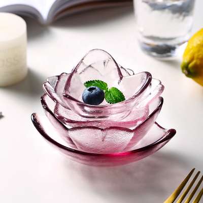 Japanese-style European Glass Dessert Ice Cream Plate Bowl