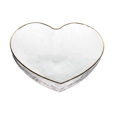 transparent borosilicate Microwave Oven Safe heart shape glass salad fruit dessert bowl