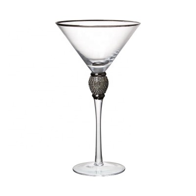 Premium 2020 hot sale handmade crystal gold rim martini cocktail glass