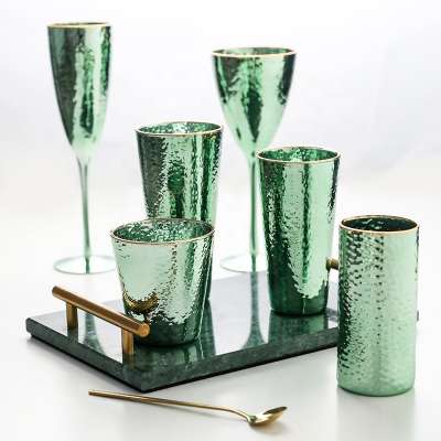 Nordic Luxury Green Colored Wedding Goblet Champagne Flutes Glasses