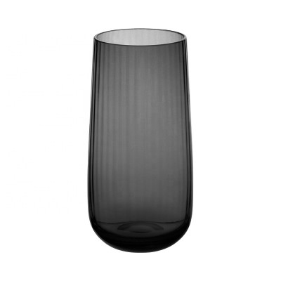 Wholesale crystal glass solid colored black water glass with stripes design