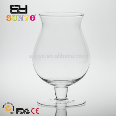 Hand blown tulip shaped Unique Clear Juice Glass short stem wine glass