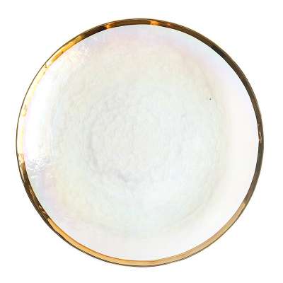 Wholesale Cheap color painted gold glass dinner charger plates salad fruit bowl