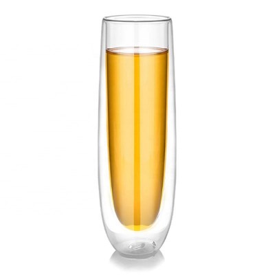 Heat-resistant Borosilicate Clear 150ml double wall champagne glass flutes