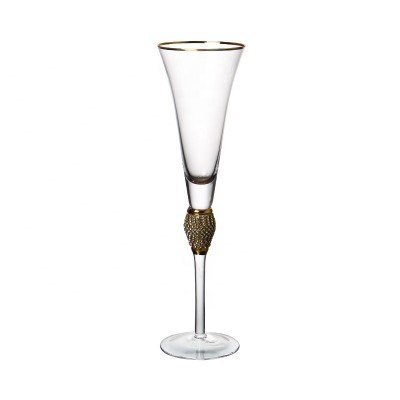 Handmade lead free crystal champagne glass golet with gold rim